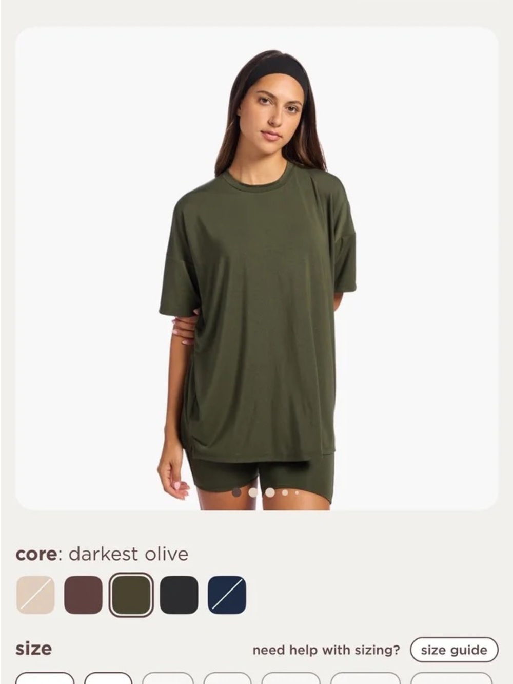 Nuuds Oversized Crew Tee Darkest Olive Green Size Large Super Soft Slouchy